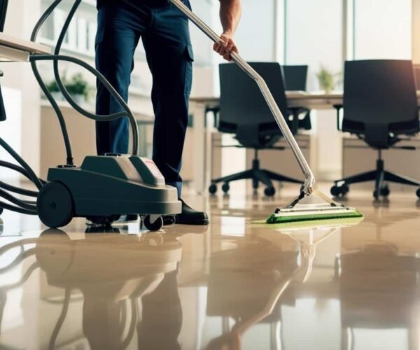 A well-lit deep floor cleaning deep floor cleaning